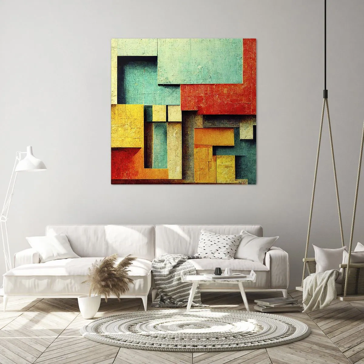 Canvastavla - Bild på duk - Festival av räta vinklar - 70x70 cm