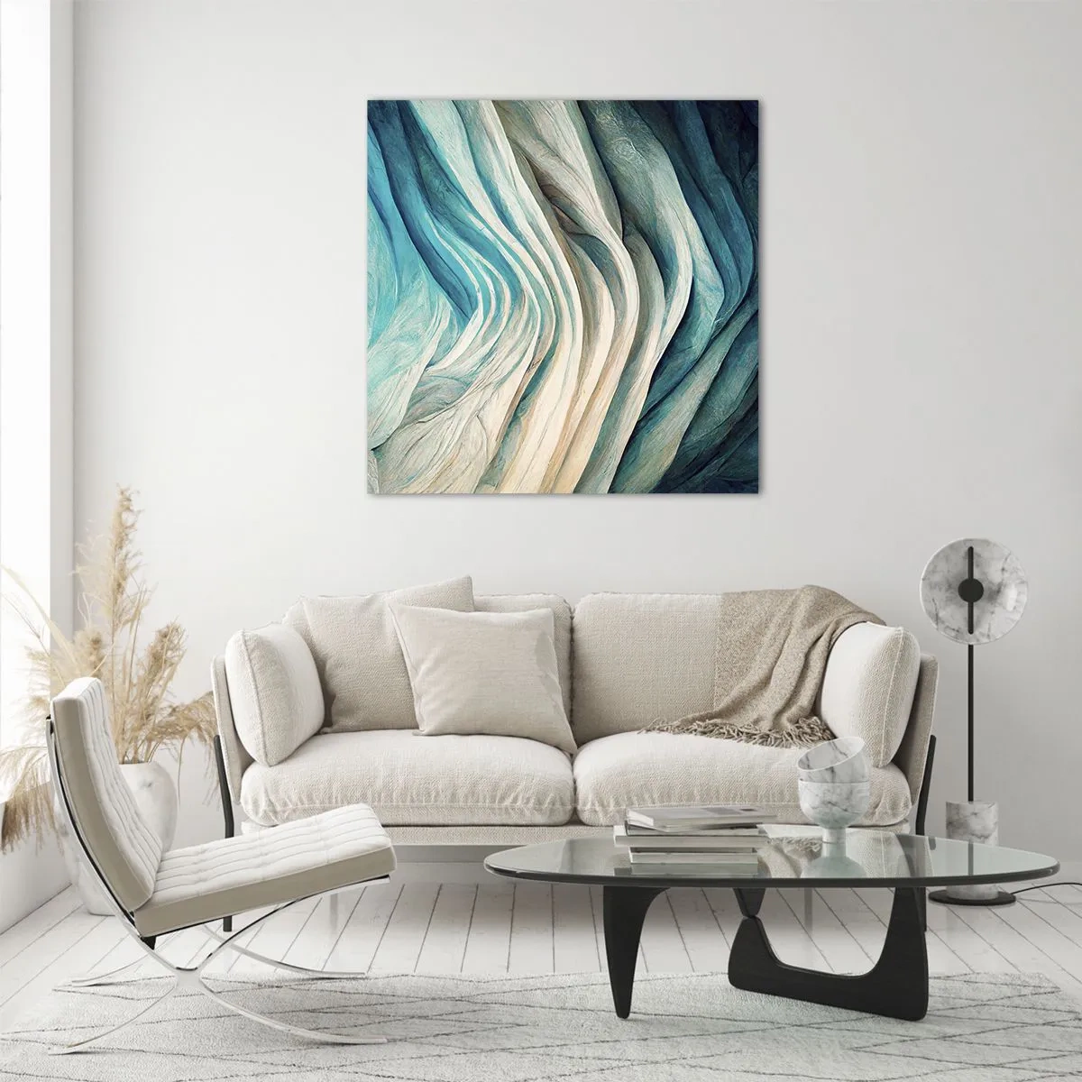 Glastavla - Bild på glas - Blå omättlighet - 50x50 cm