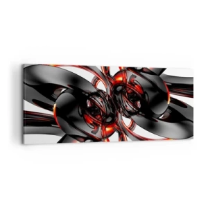 Canvastavla - Bild på duk - Rörelse i grafit och röd - 120x50 cm