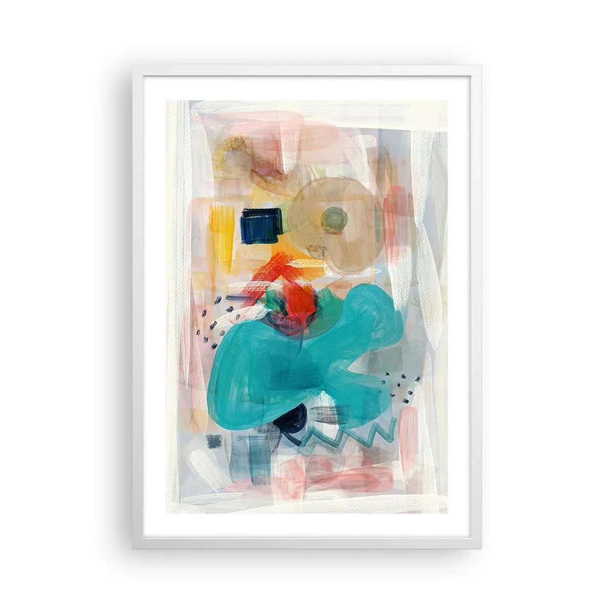 Affisch i vit ram - Ett färgglatt spel - 50x70 cm