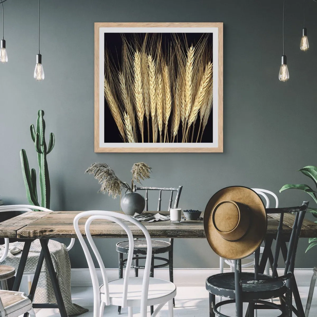 Affisch i ram av ljusek - Rustik magi - 60x60 cm