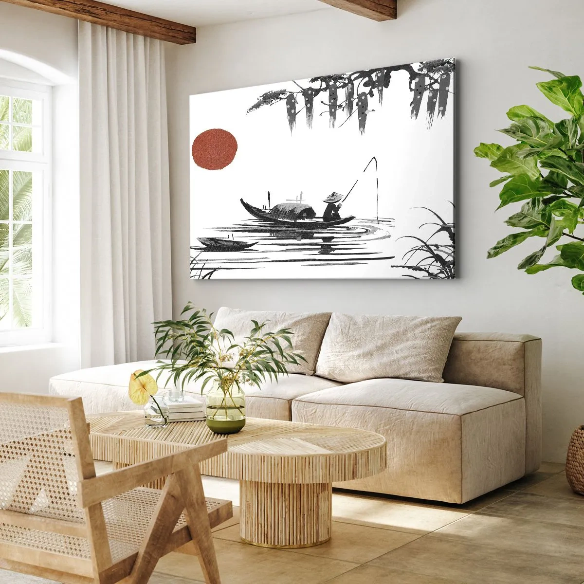 Canvastavla - Bild på duk - Asiatisk eftermiddag - 100x70 cm