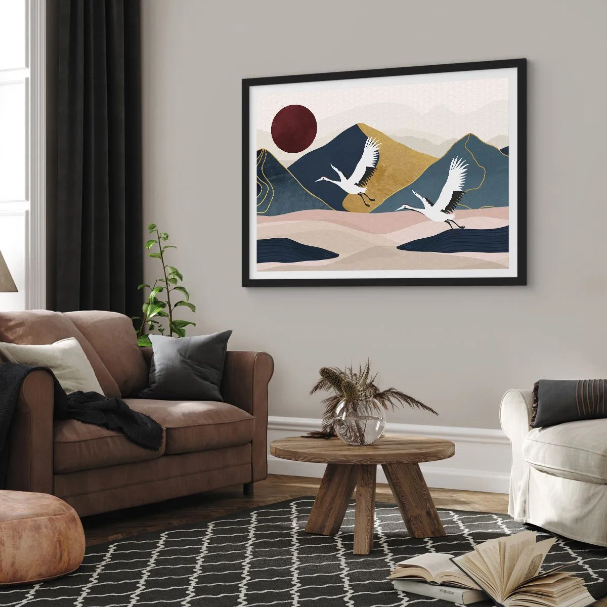 Affisch i svart ram - Nästa dag FLUGIT iväg - 70x50 cm