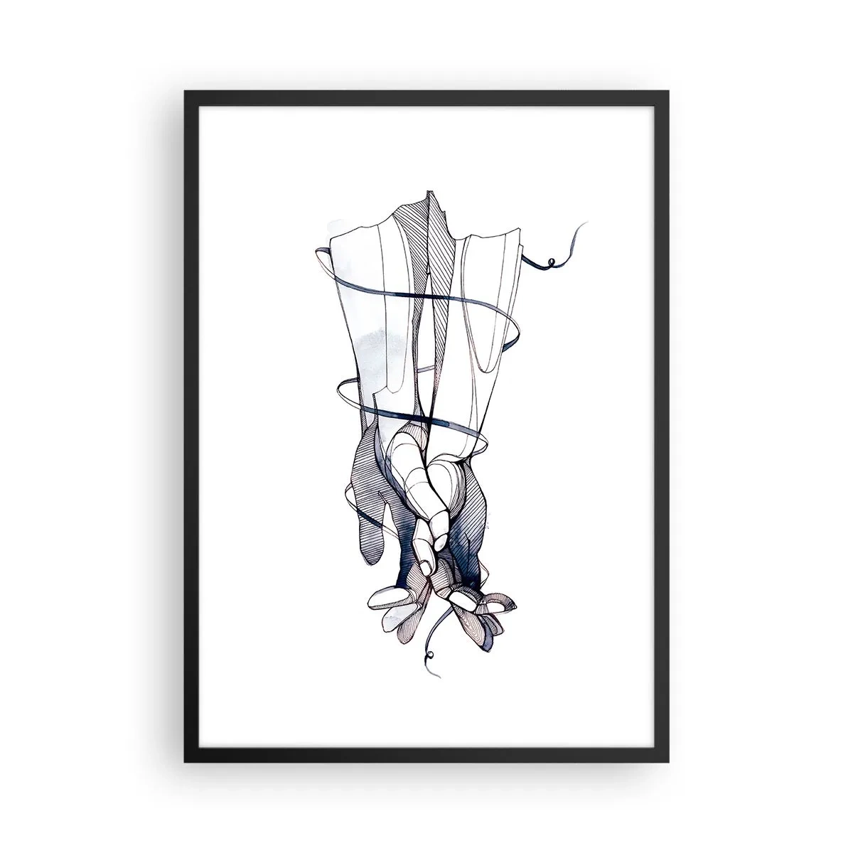 Affisch i svart ram - Konstnärliga händer med fina blommor och linjer - 50x70cm - Smekningens studie - Modern väggdekoration för vardagsrum och sovrum ARTTOR