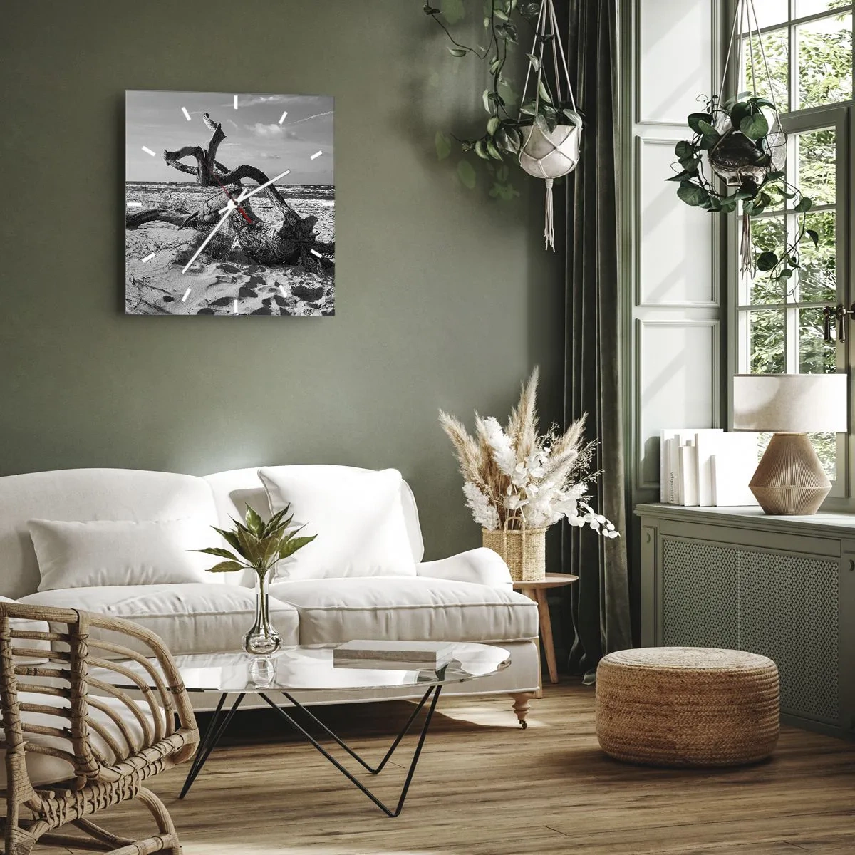 Väggklocka - Klocka på glas - Havets skulptur - 40x40 cm