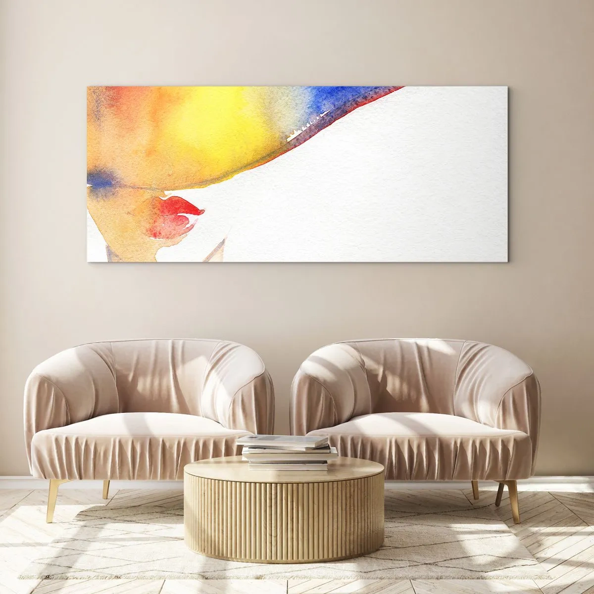 Glastavla - Bild på glas - Damporträtt    - 160x50 cm