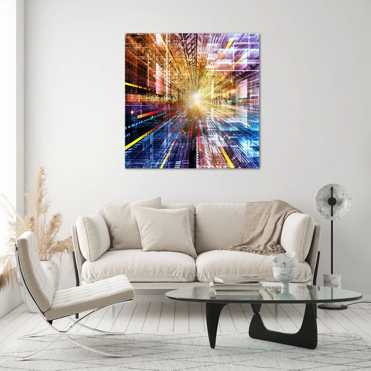 Glastavla - Bild på glas - Ljuskorridor - 70x70 cm