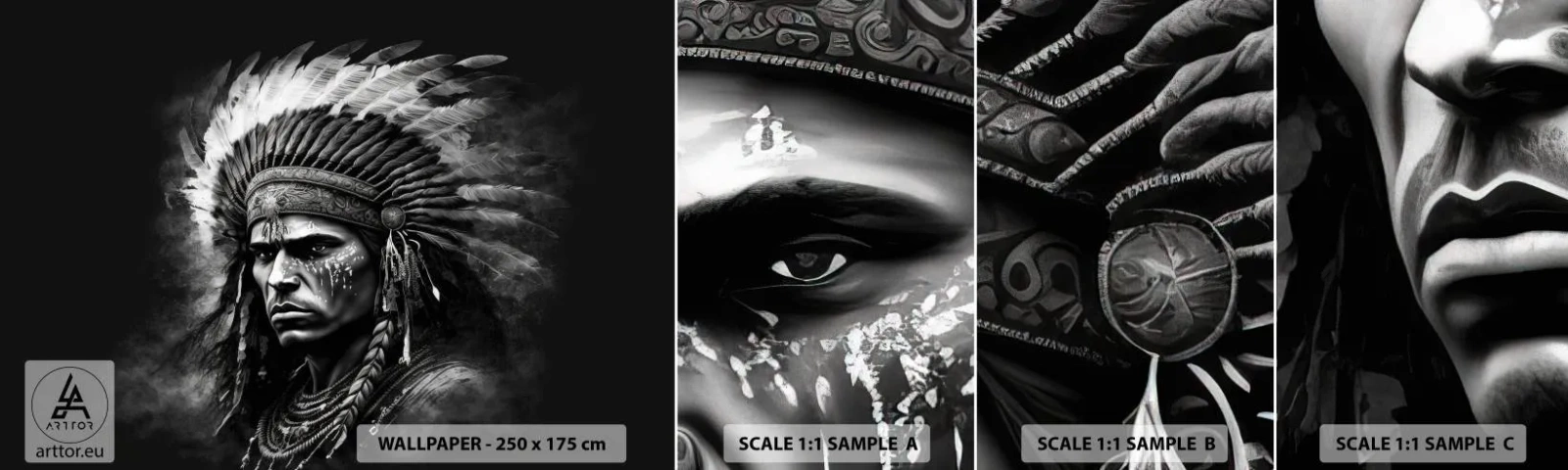 Fototapet Prov Standard Eco - Hövding och krigare - indiska, Stammar, Etnisk - 100x30 cm