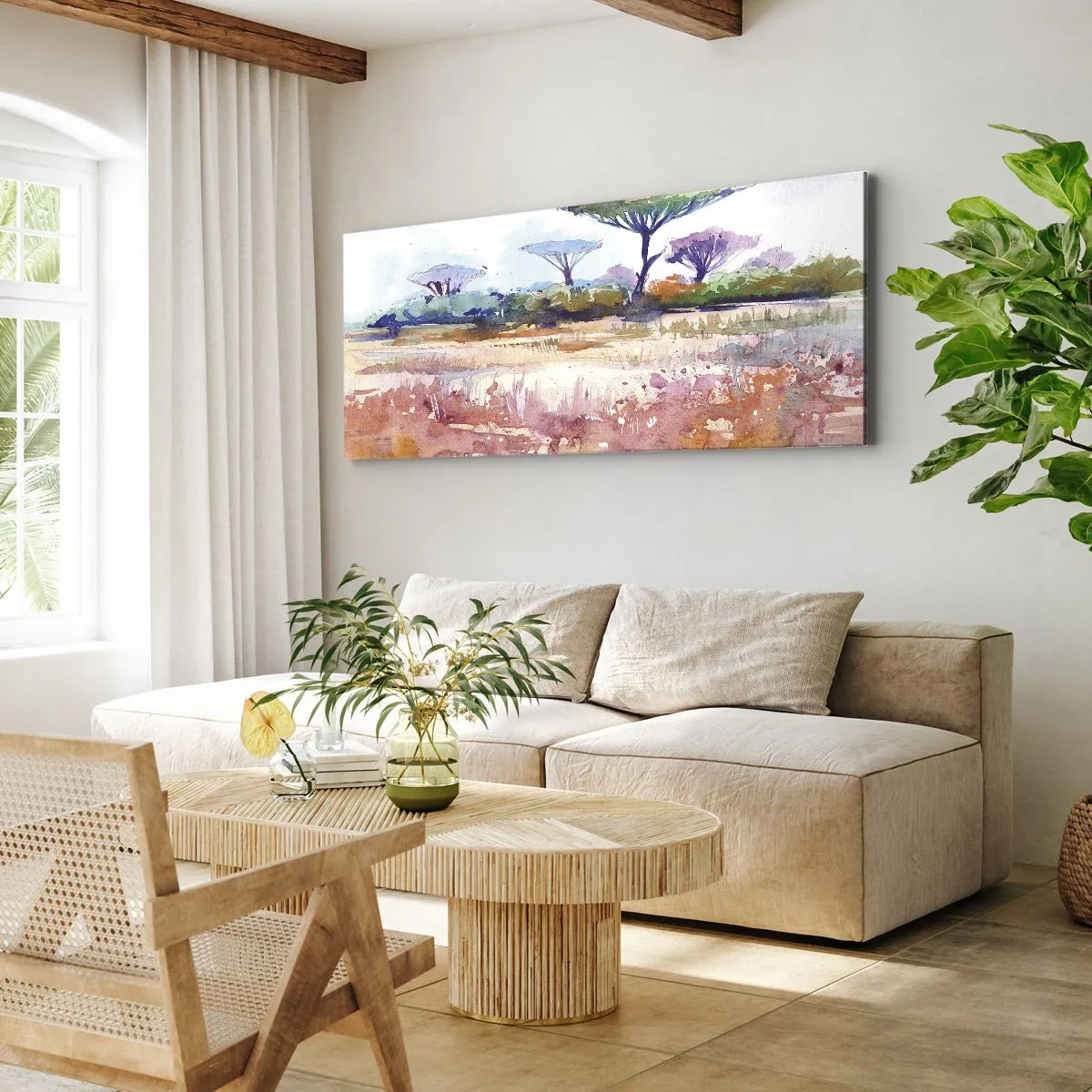 Canvastavla - Bild på duk - Savannens färg - 100x40 cm