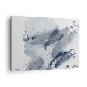 Canvastavla - Bild på duk - Abstrakta fläckar i nyanser av blått mot en ljus bakgrund - 70x50cm - Studie om vattnets natur - Modern väggdekoration för vardagsrum och sovrum ARTTOR