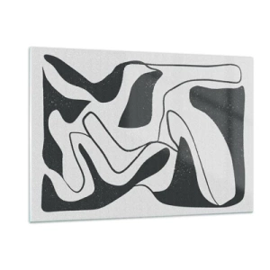 Glastavla - Bild på glas - Abstrakt lek i en labyrint - 120x80 cm
