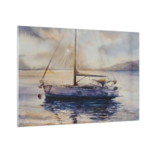 Glastavla - Bild på glas - Kväll i viken - 100x70 cm