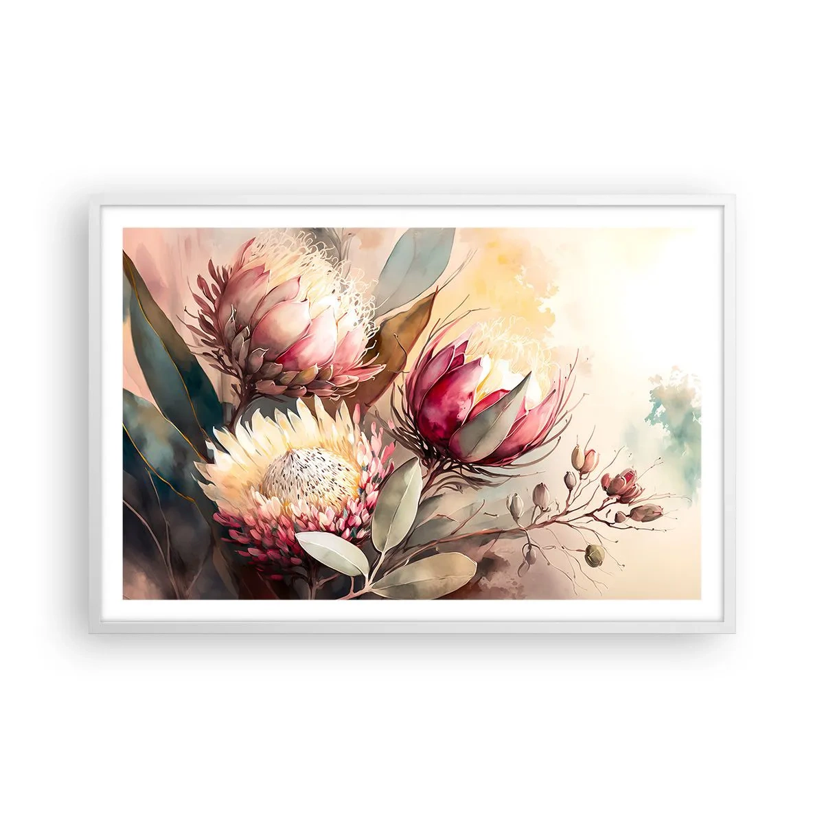 Affisch i vit ram - Från profil och en face - 91x61 cm