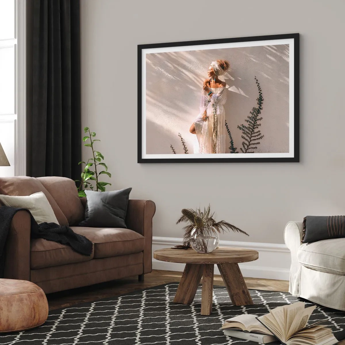 Affisch i svart ram - Solen och flickan - 40x30 cm