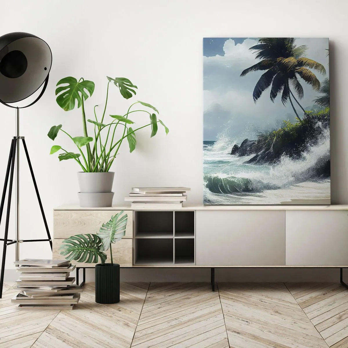 Canvastavla - Bild på duk - På en tropisk strand - 55x100 cm
