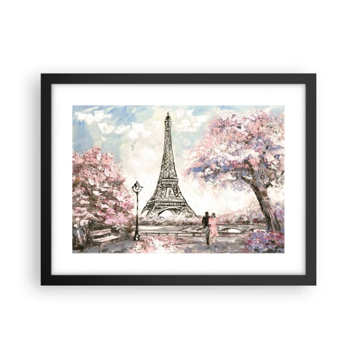 Affisch i svart ram - Aprilpromenad i Paris - 40x30 cm