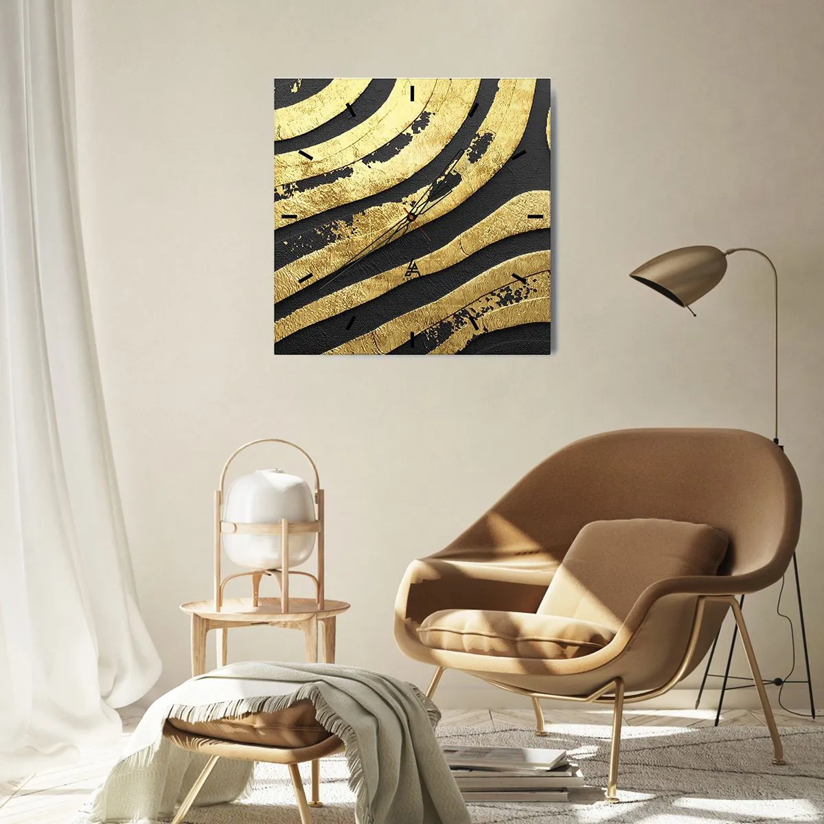 Väggklocka - Klocka på glas - Allt flyter - 30x30 cm