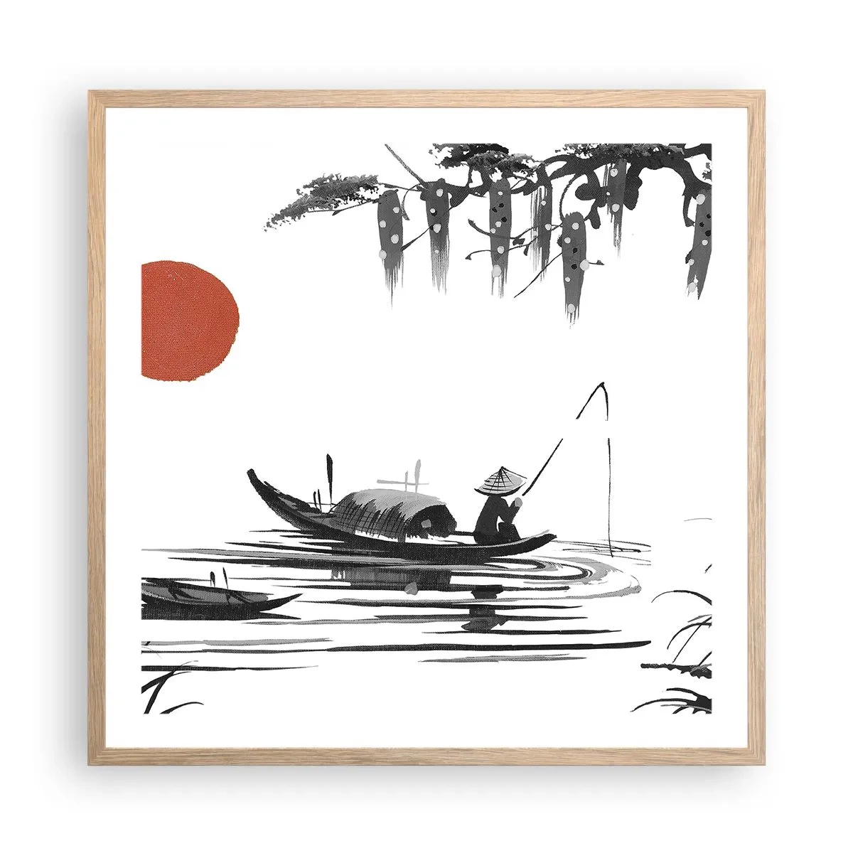Affisch i ram av ljusek - Asiatisk eftermiddag - 60x60 cm
