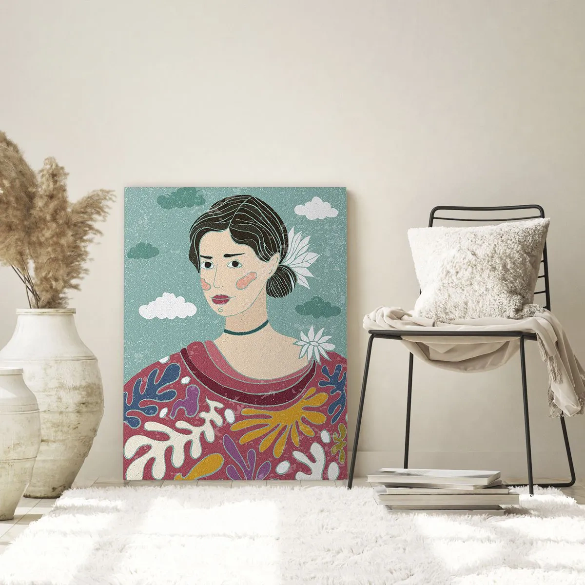 Glastavla - Bild på glas - Med melankoli i blicken - 80x120 cm