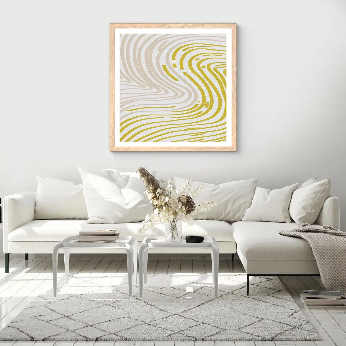 Affisch i ram av ljusek - Komposition med en mjuk böjning - 50x50 cm