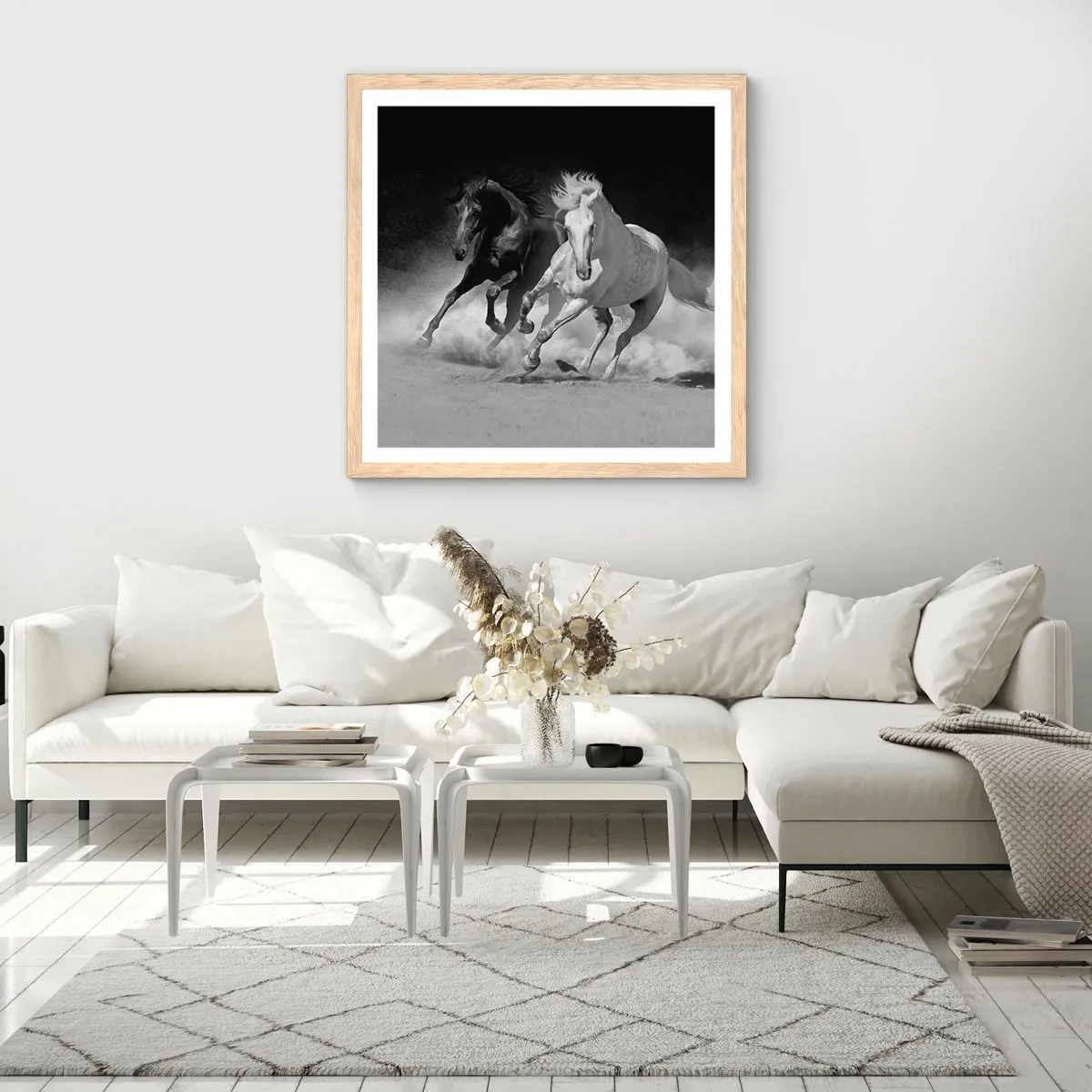 Affisch i ram av ljusek - Frihetens galopp - 40x40 cm