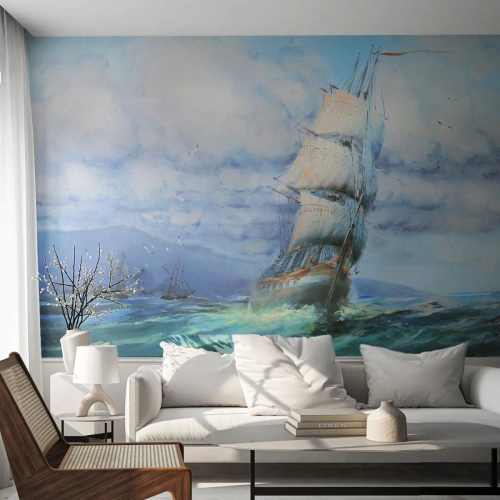 Fototapet Premium Sand - Goda vindar - Segelbåt, Hav, segling - 200x140 cm