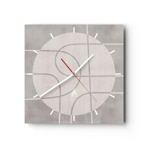 Väggklocka - Klocka på glas - Cirkulärt och rakt fram - 30x30 cm