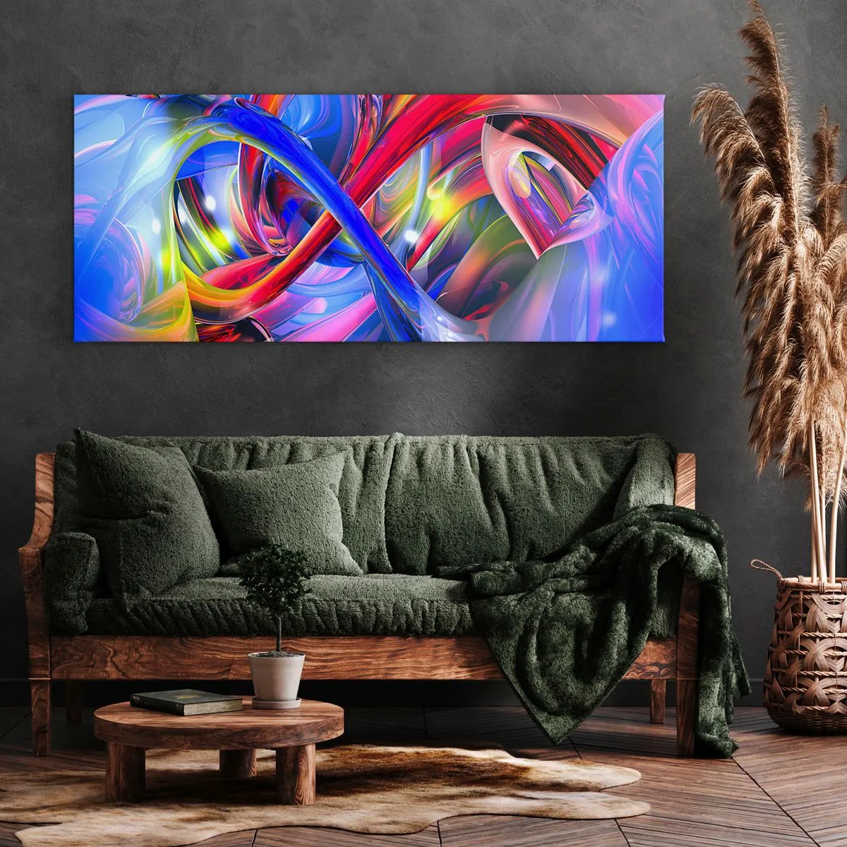 Canvastavla - Bild på duk - Färgdans - 100x40 cm