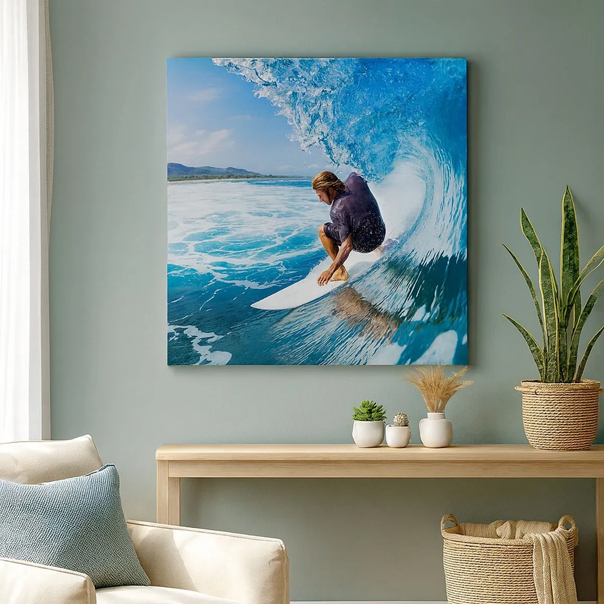 Canvastavla - Bild på duk - Dansar med vågorna - 30x30 cm