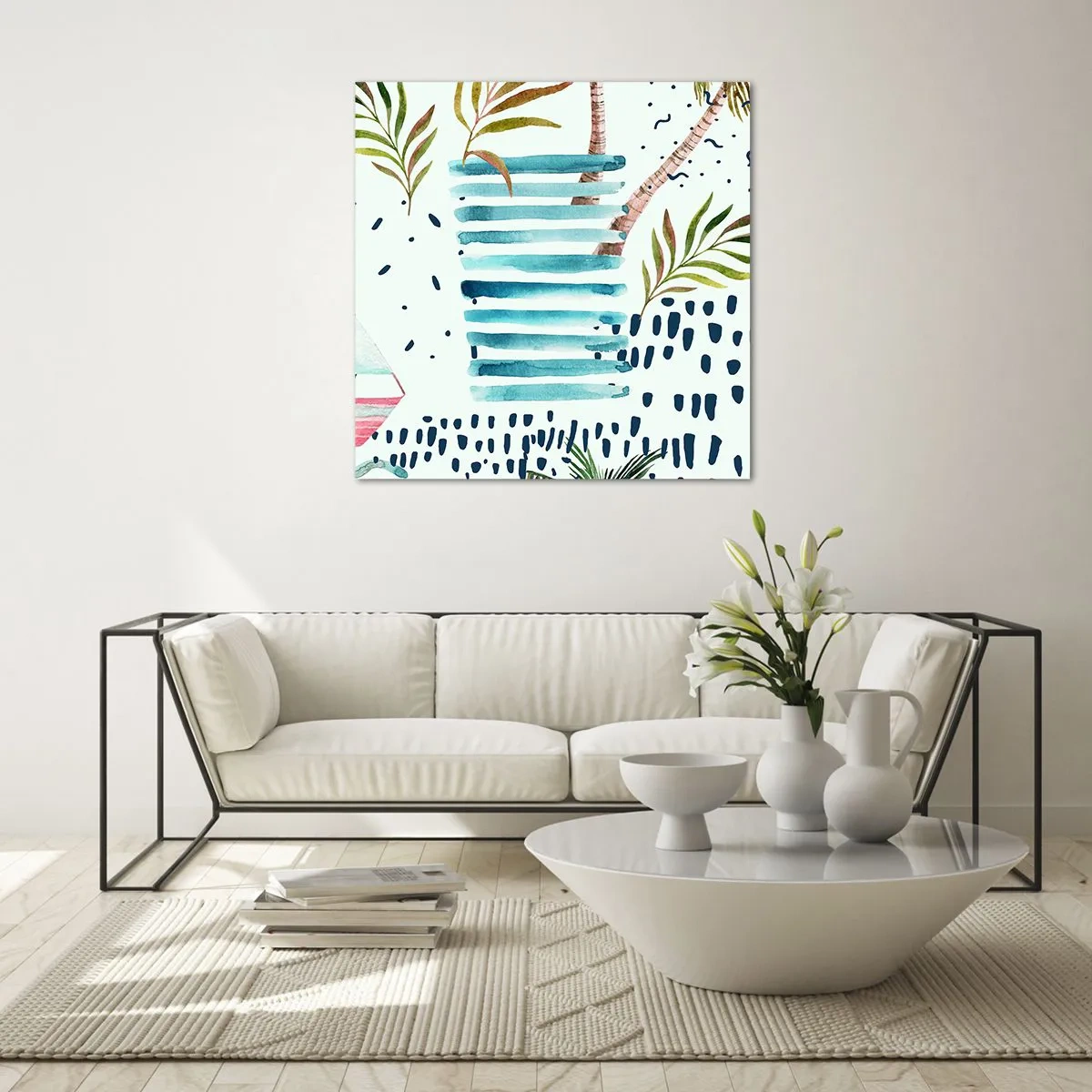 Glastavla - Bild på glas - Semester under palmerna - 70x70 cm