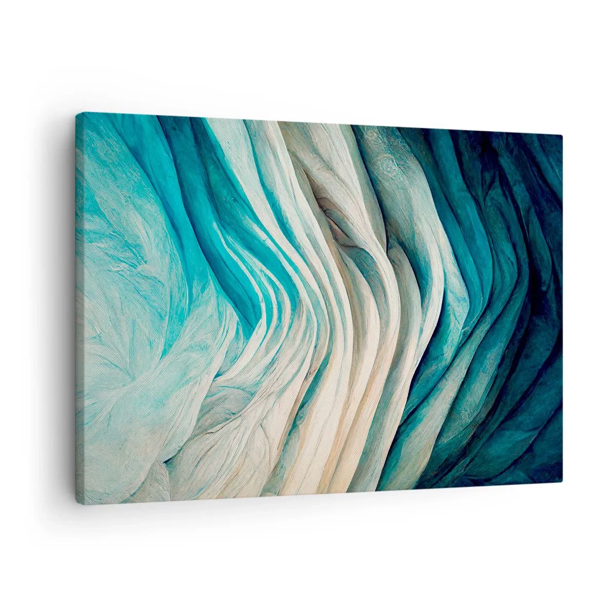 Canvastavla - Bild på duk - Dynamiska vågor i nyanser av blått och vitt - 70x50cm - Blå omättlighet - Modern väggdekoration för vardagsrum och sovrum ARTTOR