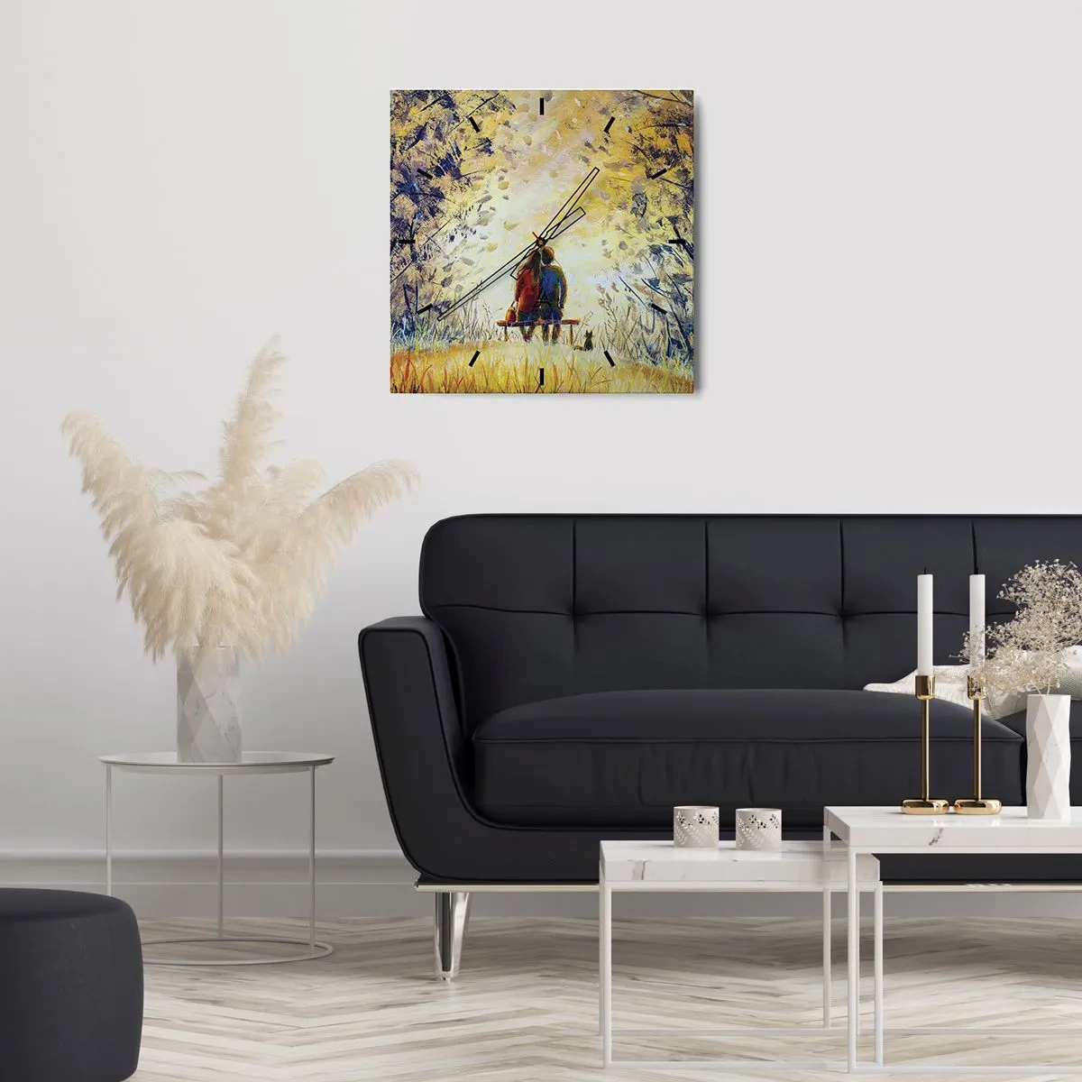 Väggklocka - Klocka på glas - Magisk stund - 40x40 cm