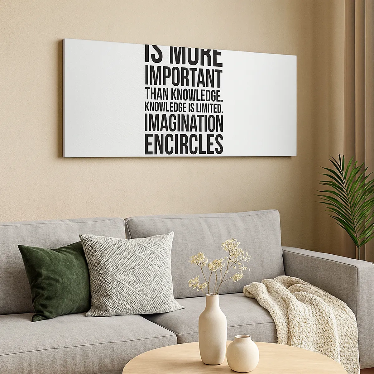 Canvastavla - Bild på duk - Einstein om fantasins styrka - 30x30 cm