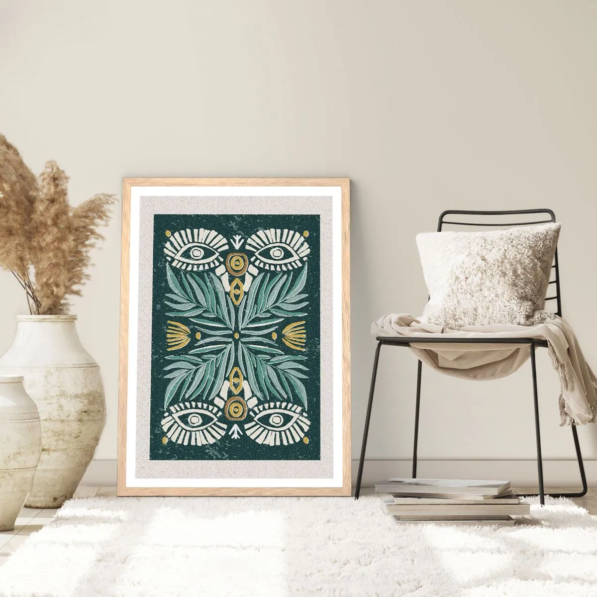 Affisch i ram av ljusek - Som ett folkligt mönster - 50x70 cm