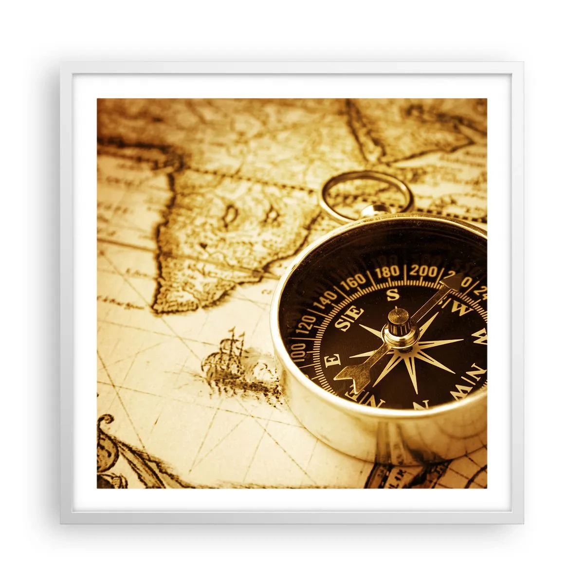 Affisch i vit ram - Västerut eller österut? - 60x60 cm