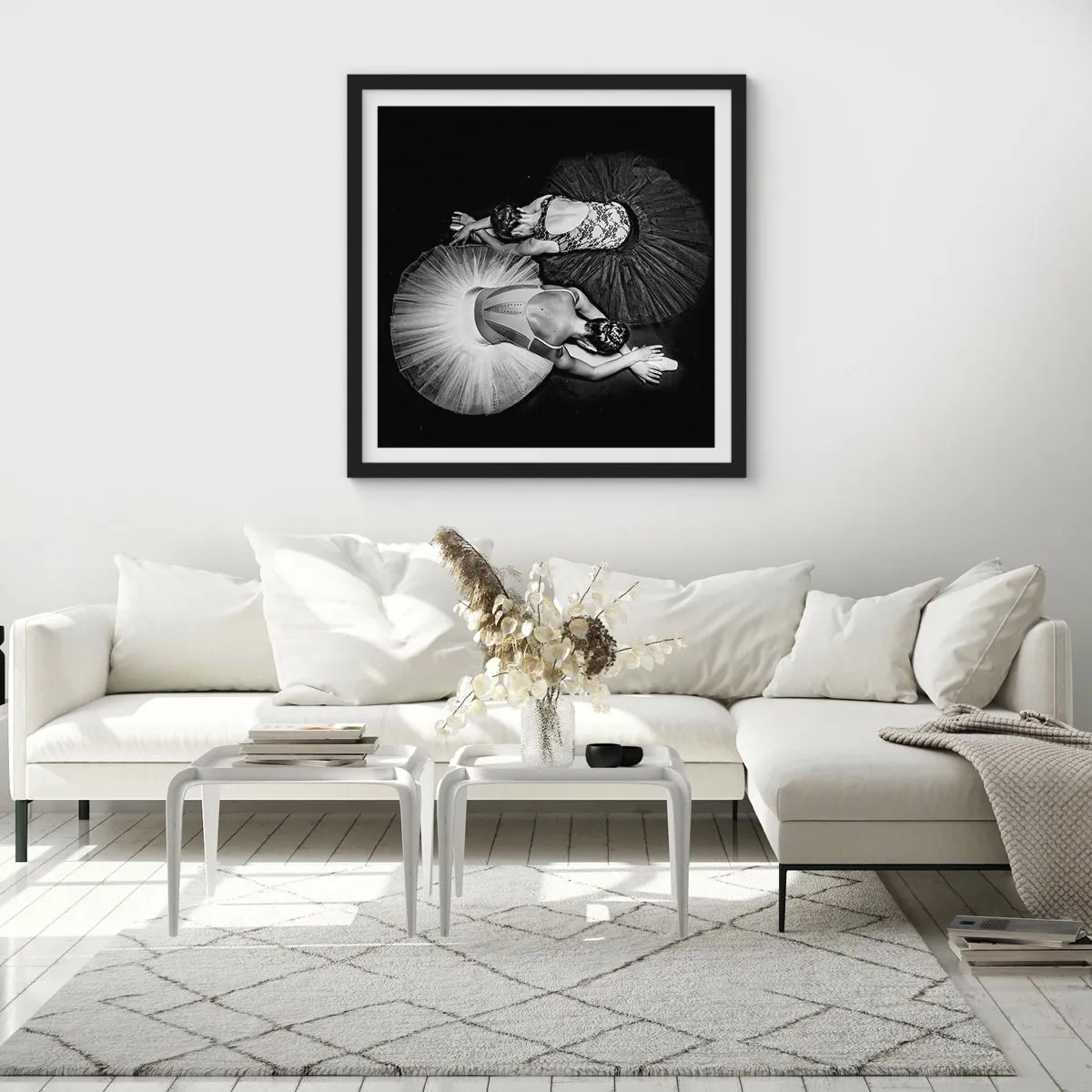 Affisch i svart ram - Jin och jang – den perfekta balansen - 50x50 cm