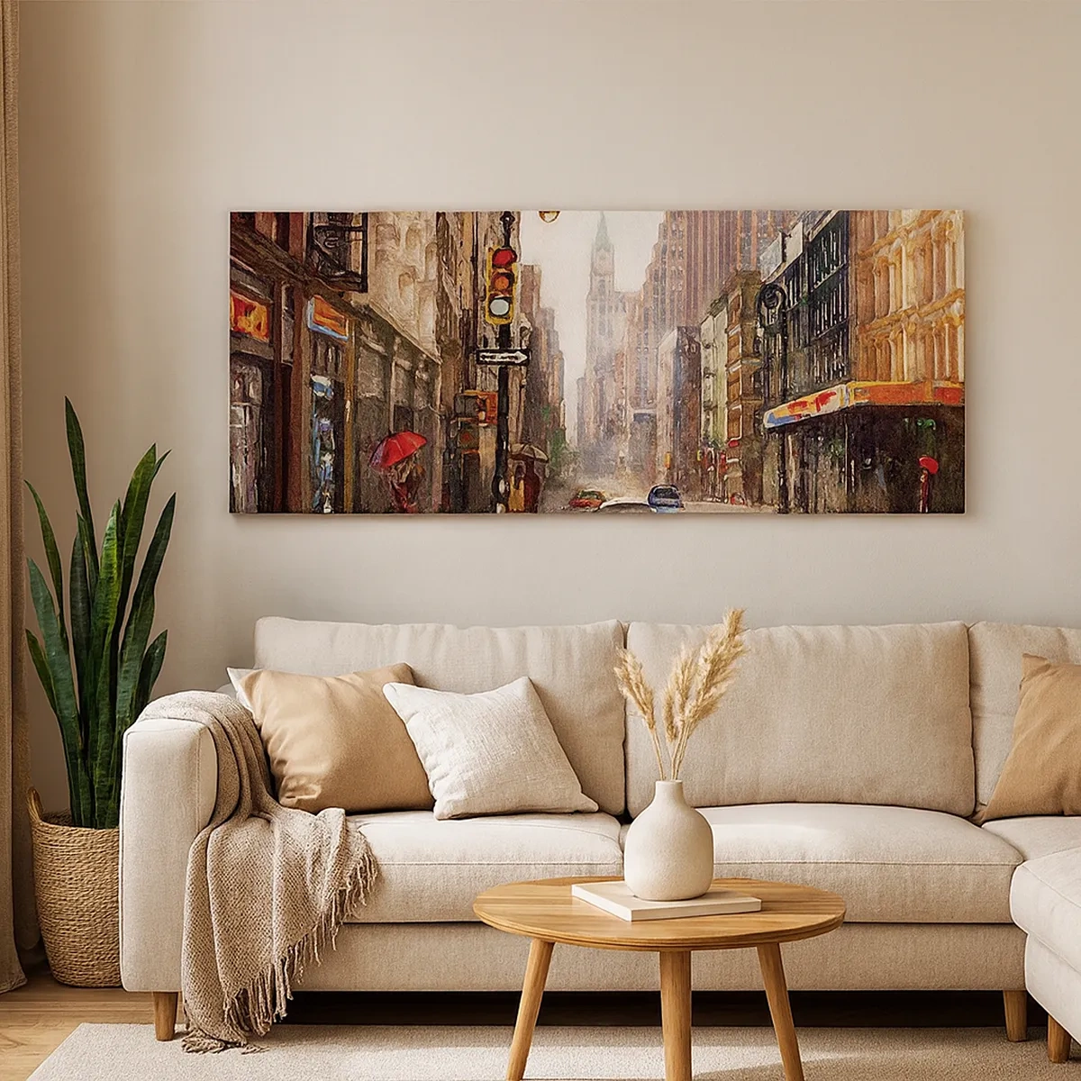 Canvastavla - Bild på duk - New York - färgglad också i regnet - 30x30 cm