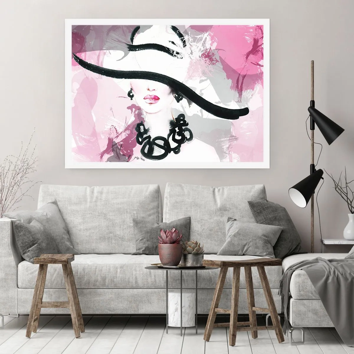Affisch - En damportätt i svart och rosa - 40x30 cm