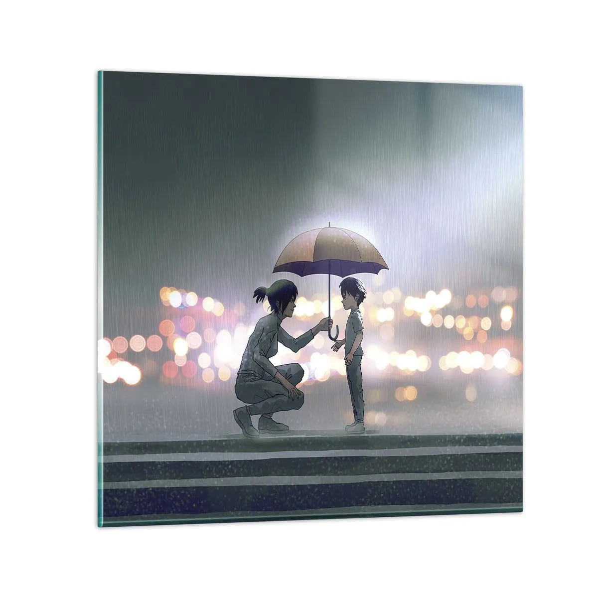 Glastavla - Bild på glas - Och allt är väl nu - 60x60 cm