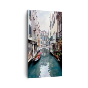 Canvastavla - Bild på duk - Venedig-landskap med gondol och bro - 45x80 cm