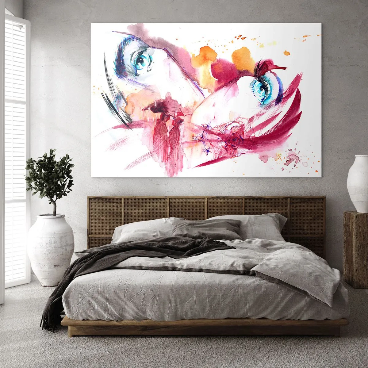 Glastavla - Bild på glas - Världen blommar i närheten - 100x70 cm