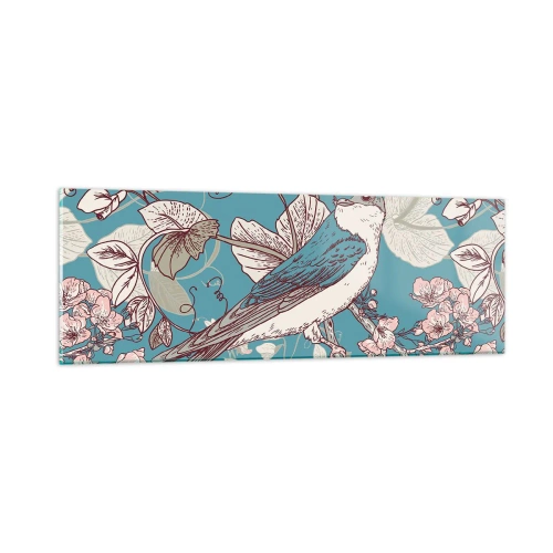 Glastavla - Bild på glas - Japansk svala - 90x30 cm