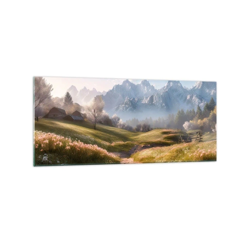 Glastavla - Bild på glas - Idyllisk dal - 120x50 cm