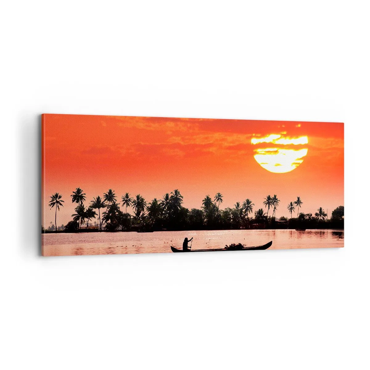 Canvastavla - Bild på duk - Tropiskt lugn vid solnedgången - 100x40 cm