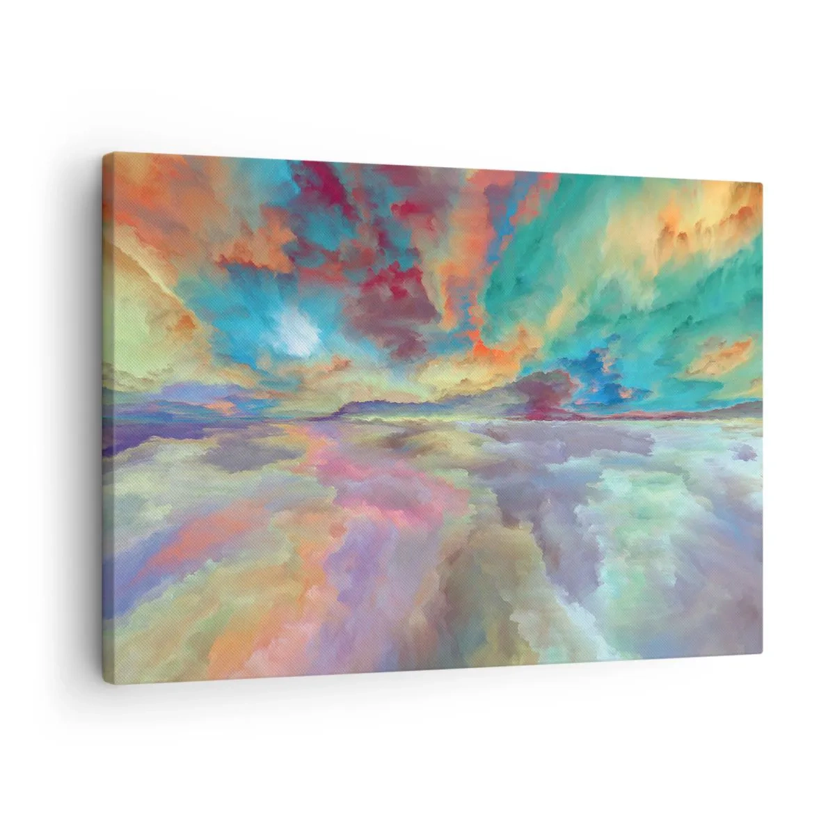 Canvastavla - Bild på duk - Färgglatt molnlandskap i abstrakt stil - 70x50cm - Två himlar - Modern väggdekoration för vardagsrum och sovrum ARTTOR