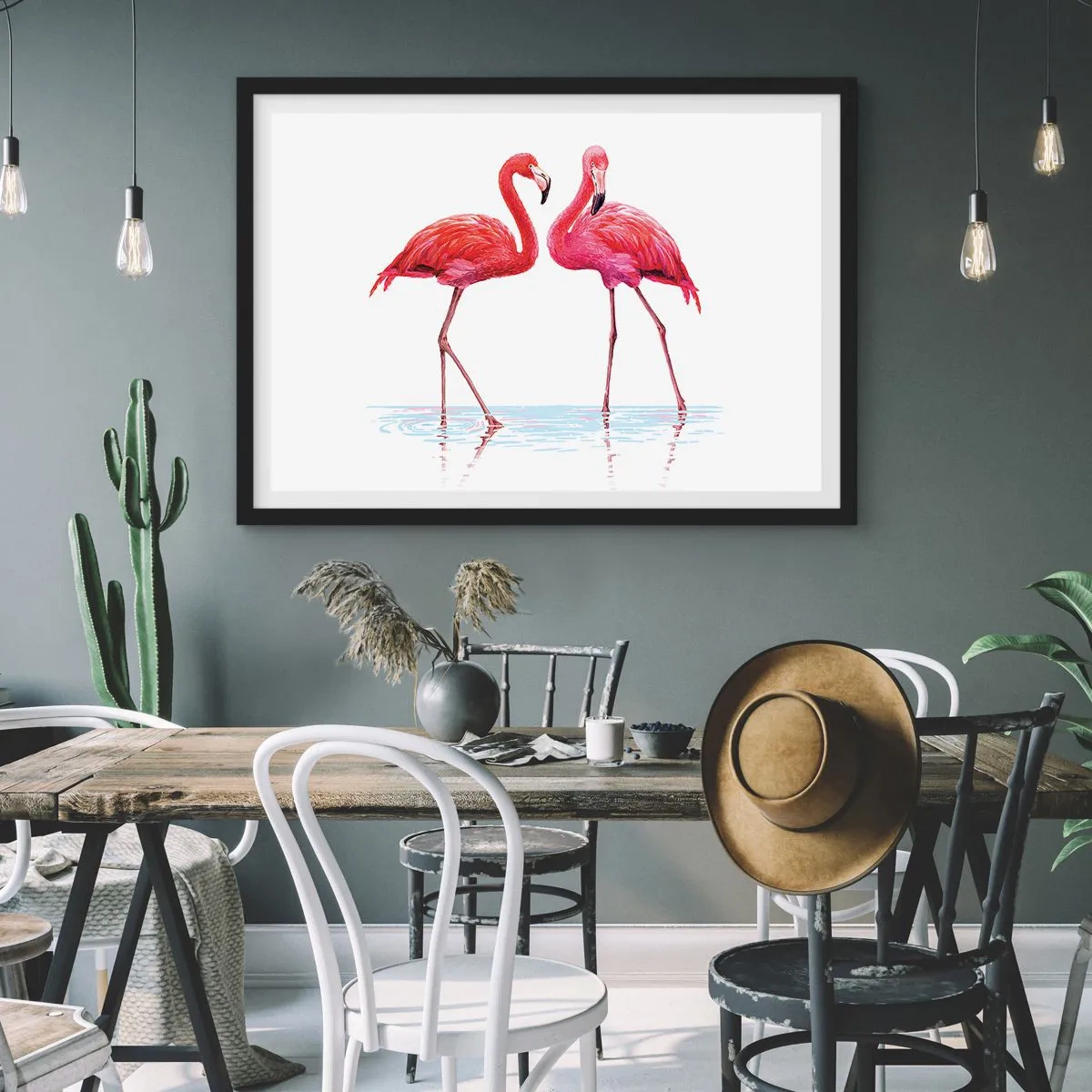Affisch i svart ram - Rosa rendez-vous - 100x70 cm