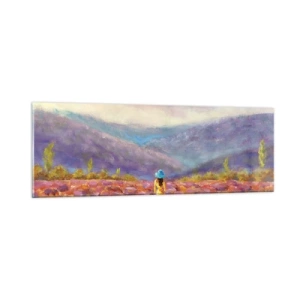 Glastavla - Bild på glas - I lavendelsvärld - 90x30 cm