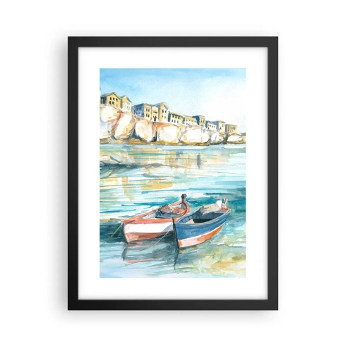 Affisch i svart ram - Landskap i azurblått - 30x40 cm