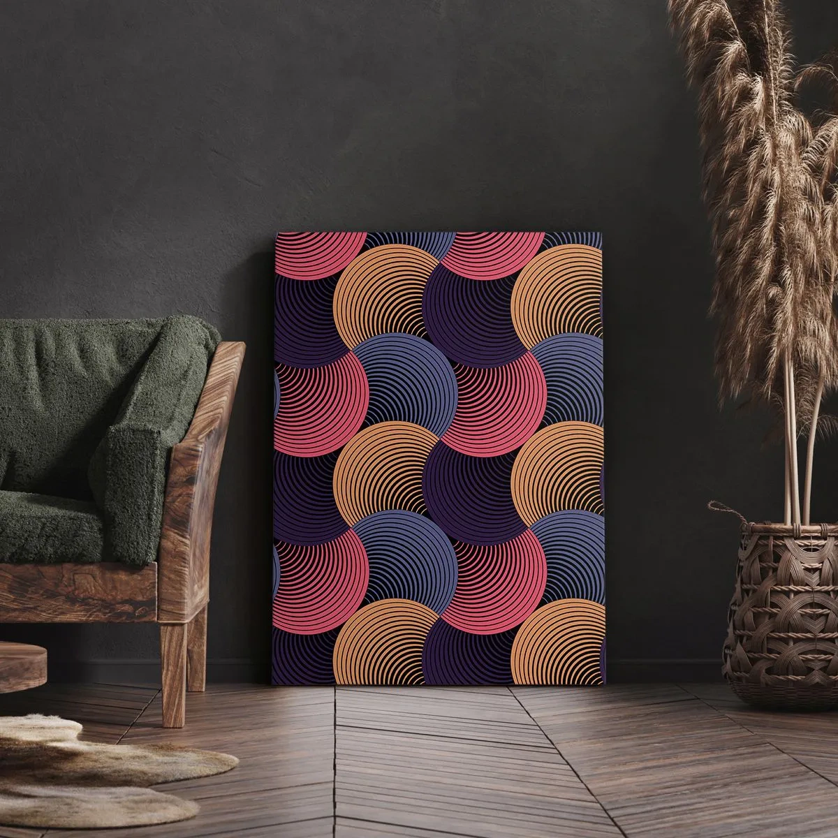 Canvastavla - Bild på duk - I en cirkulär rytm - 65x120 cm