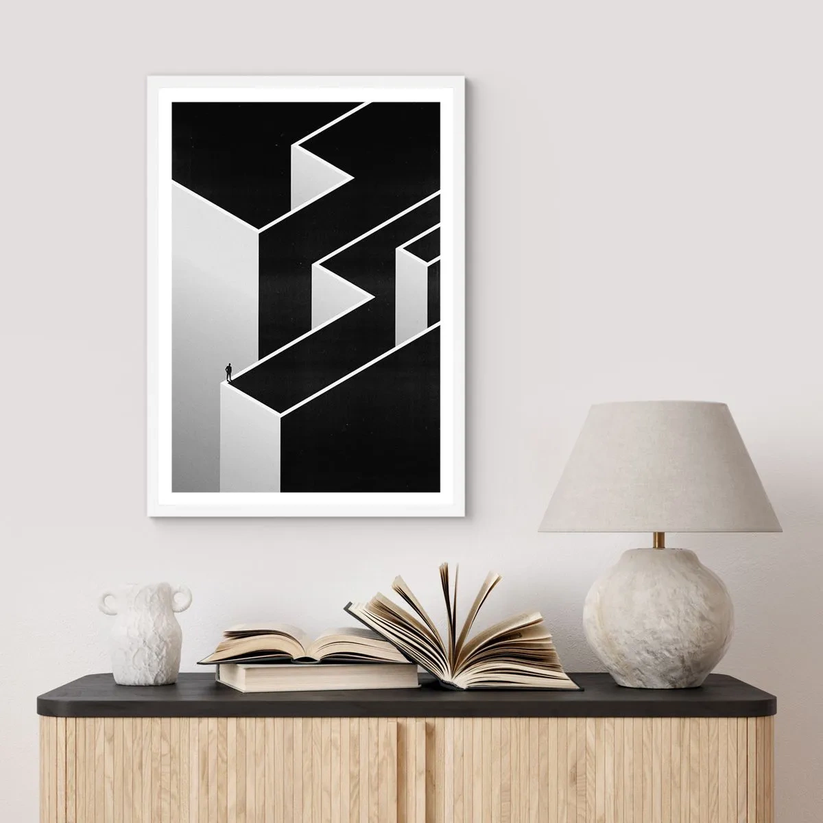 Affisch i vit ram - Ensamhet på toppen - 70x100 cm